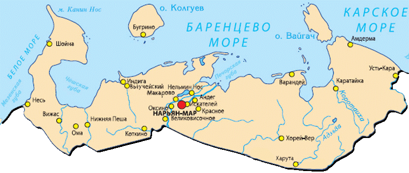 Карта нао Карта ненецкого автономного округа